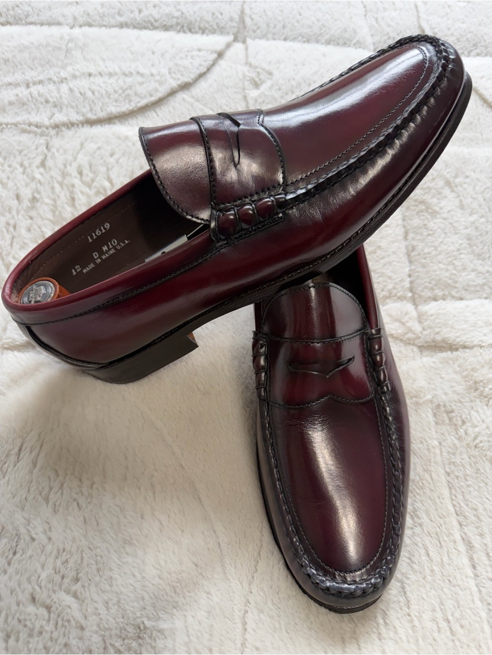 VINTAGE Deadstock 🇺🇸 US Made Rancourt Whippet ET Wright Cordovan Penny Loafer 11 - Picture 2 of 12